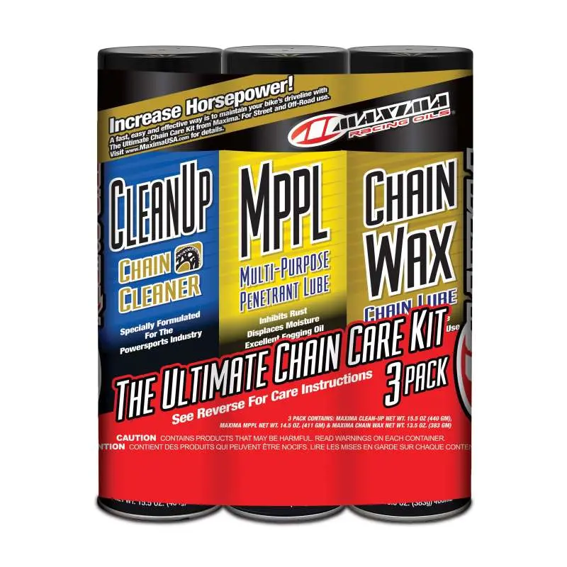Maxima Chain Wax Ultimate Chain Care Combo Kit - Clean-Up/Mppl/Chain Wax 3-Pack (Aerosol) 1