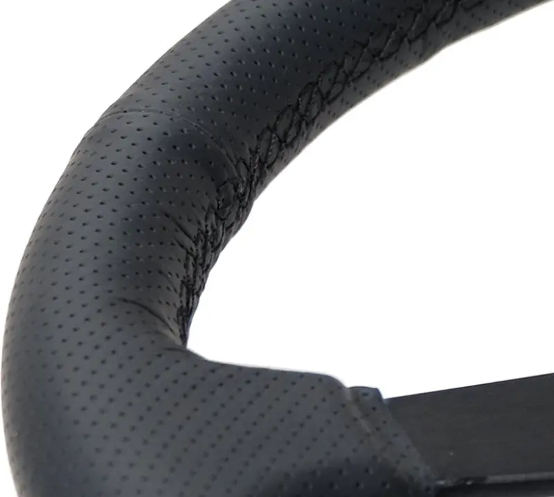 Nrg Sport Steering Wheel (350Mm / 1.5In Deep) Black Leather Black Stitch W/Matte Black Solid Spokes 1