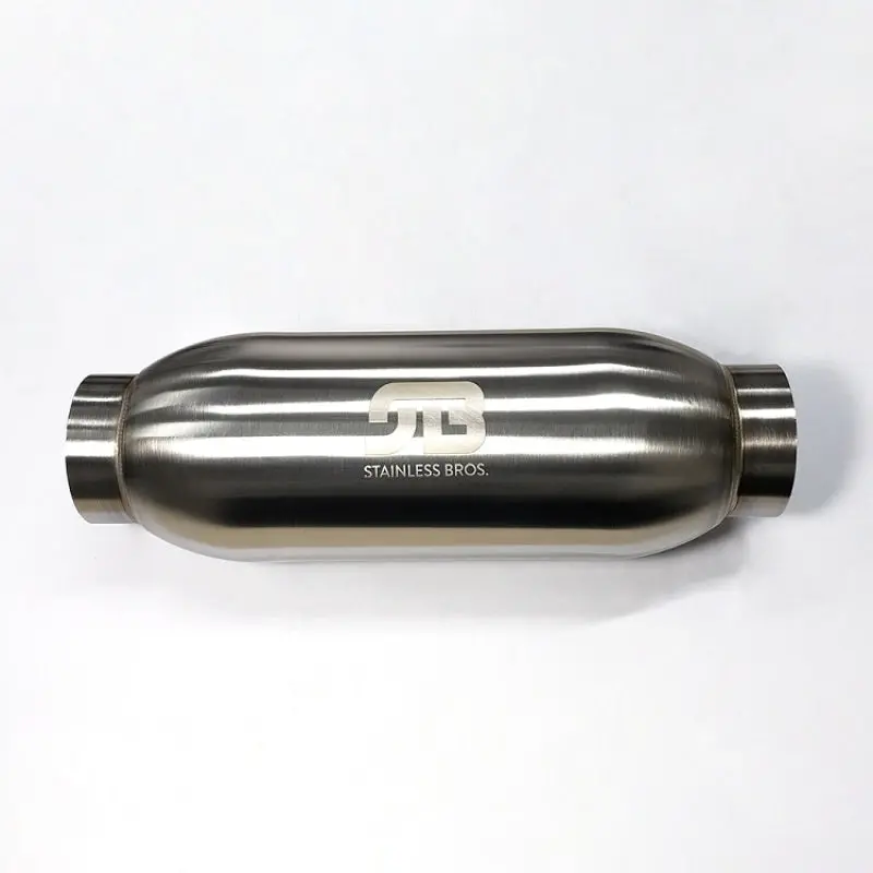 Stainless Bros 4In Body X 18In Length 3In Inlet/Outlet Bullet Resonator 1
