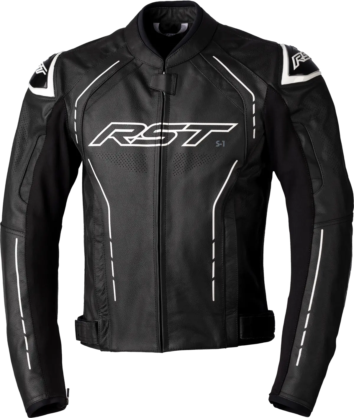 Rst S1 Ce Jacket Black/Black/White Leather Md 102977Whi-42 1