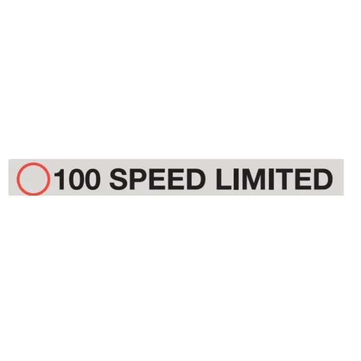 680Mm X 80Mm - 100 Speed Limited - Class 2 Material - Sticker/ Aluminium/ Galvanised 1