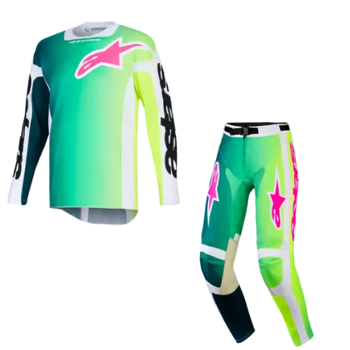 2026 Alpinestars Fluid Portl Kids Kit Combo - Green White Black 1