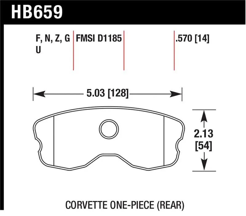 Hawk 06-10 Chevy Corvette (Improved Pad Design) Rear Hps Street Brake Pads 1