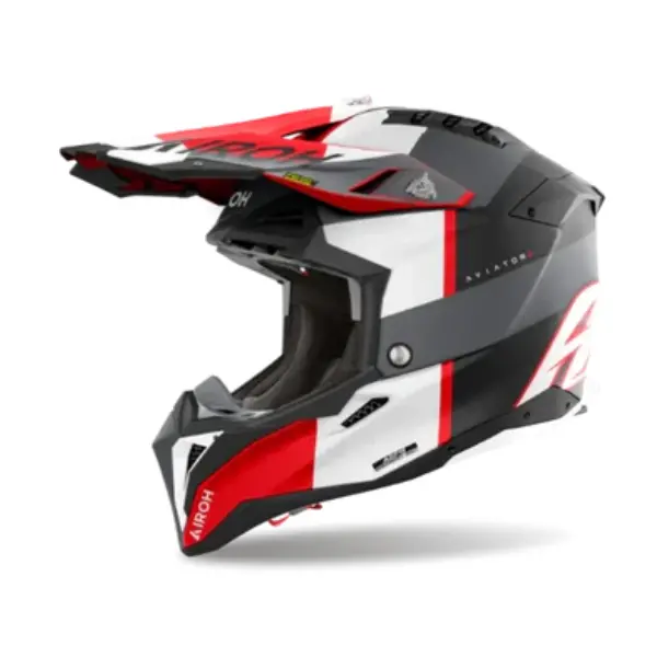 Airoh Aviator 3 Monarch Grey Red Matt Mx Helmet 1