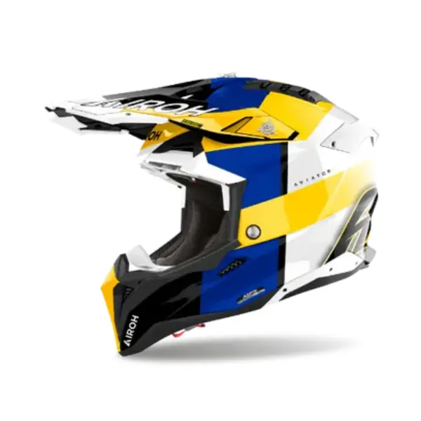 Airoh Aviator 3 Monarch Blue Yellow Gloss Mx Helmet 1