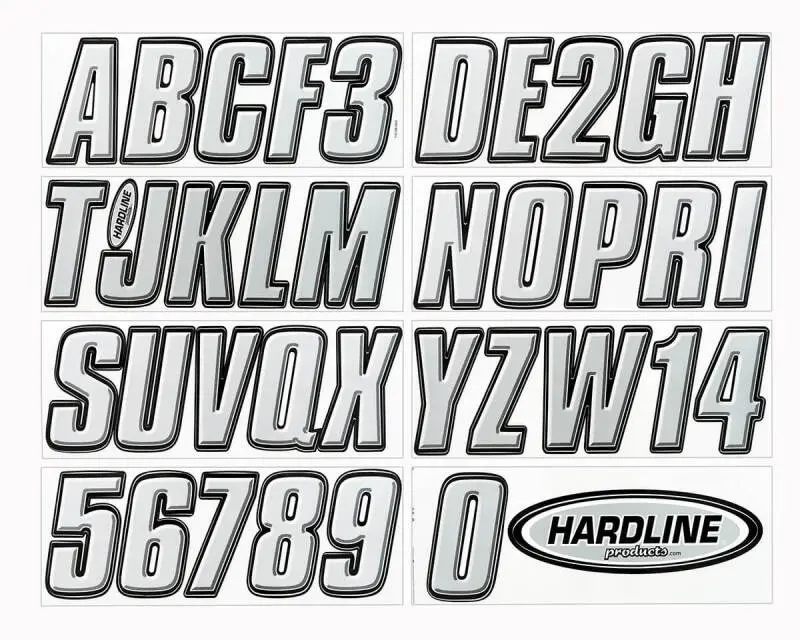 Hardline Boat Lettering Registration Kit 3 In. - 800 Silver/Black 1