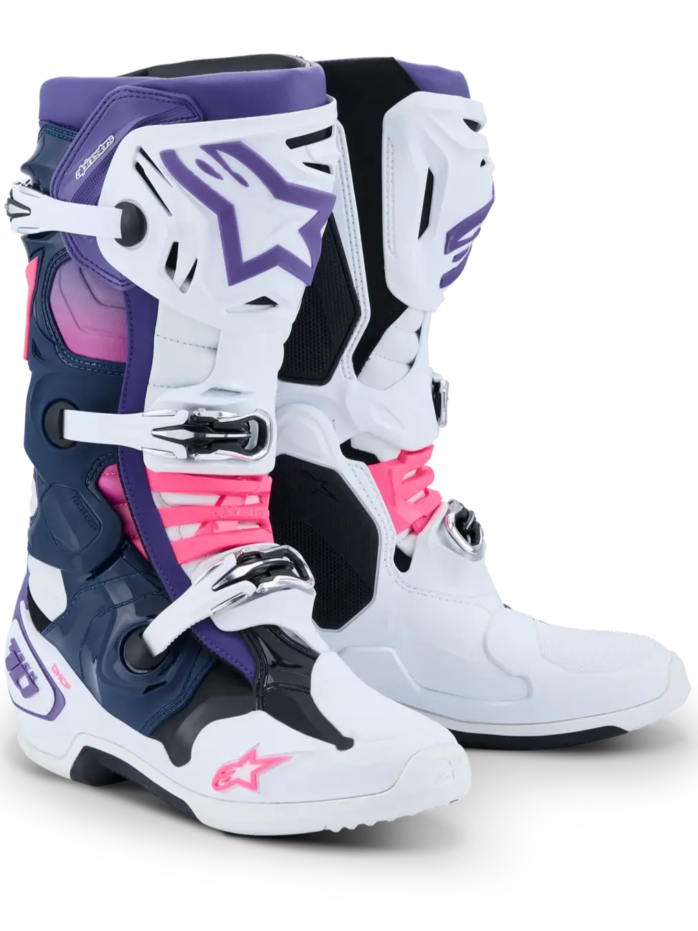Alpinestars Tech 10 Motocross Boots - White Violet Navy Pink 1