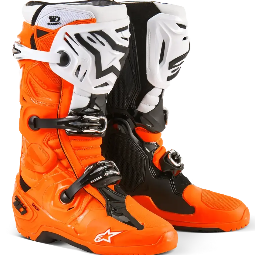 Alpinestars Tech 10 Enduro Boots Orange Fluo Black White 1