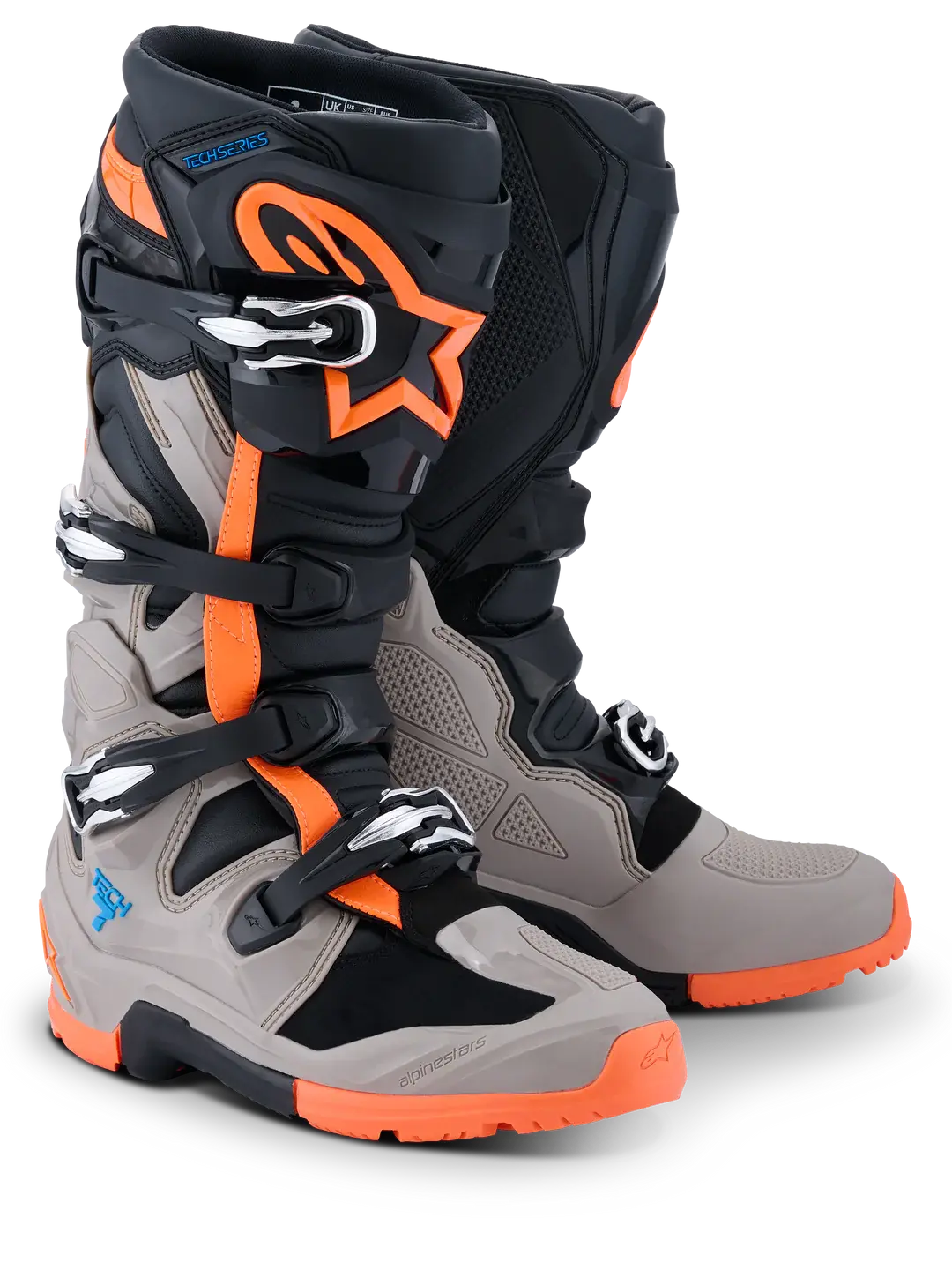 Alpinestars Tech 7 Enduro Boots - Black Gray Orange Flo 1