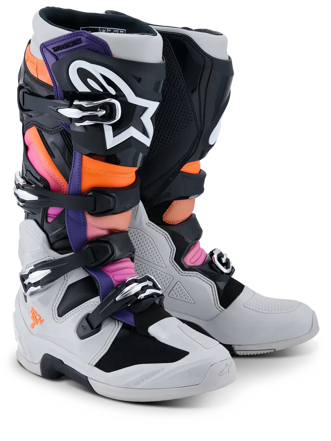 Alpinestars Tech 7 Motocross Boots - Grey Orange Magenta 1