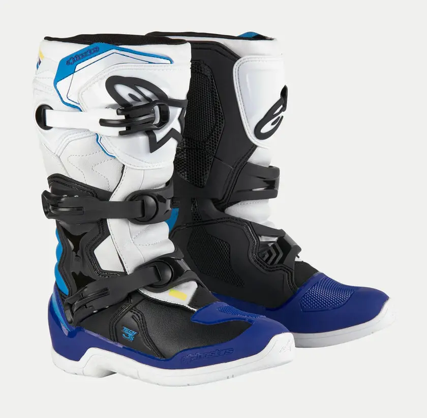 Alpinestars Youth Tech 3S Boots - White Black Enamel Blue 1