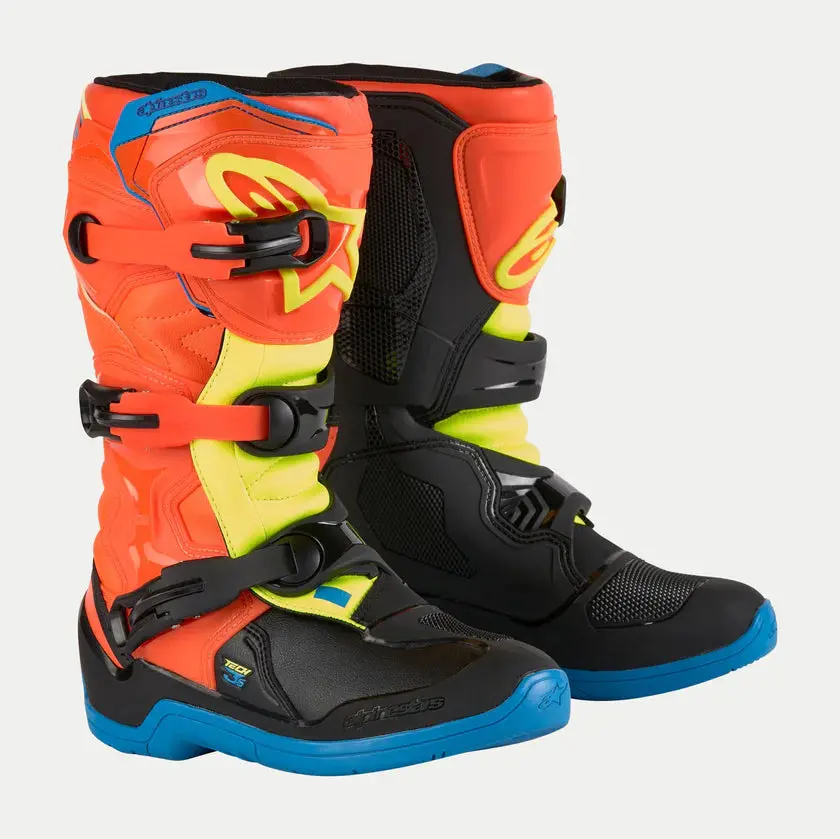 Alpinestars Youth Tech 3S Boots - Orange Fluo Enamel Blue Yellow Fluo 1