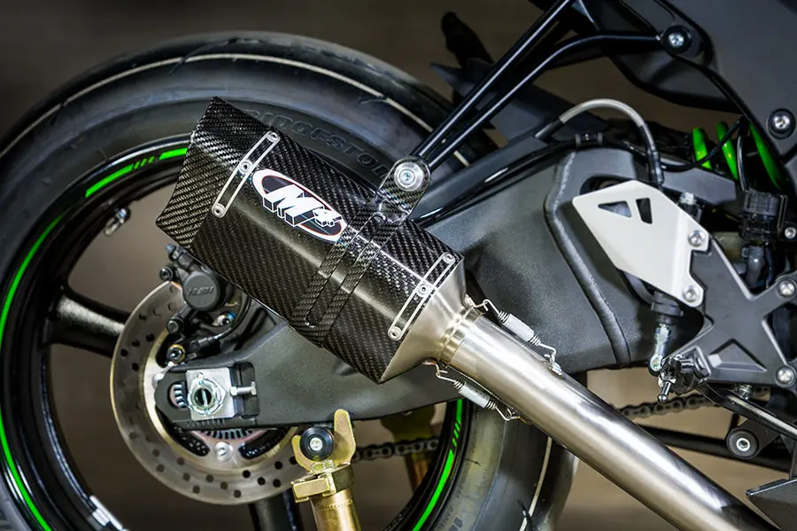 M4 Titanium Exhaust  Cat Eliminator Slip-On With Tech1 Carbon Canister  2011-2020 Kawasaki Zx-10R  Ka9934-Ce 1