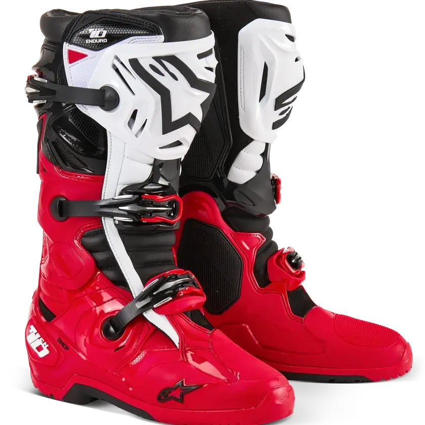 Alpinestars Tech 10 Enduro Boots Bright Red Black White 1