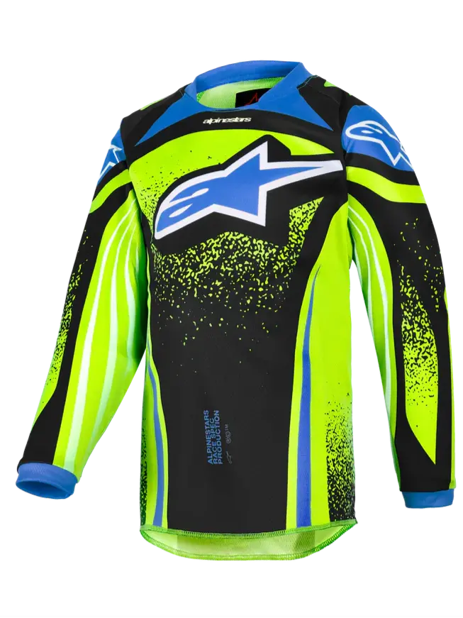 2026 Alpinestars Racer Nomur Kids Motocross Jersey - Dk Navy Yllw Fl Ucla Blue 1