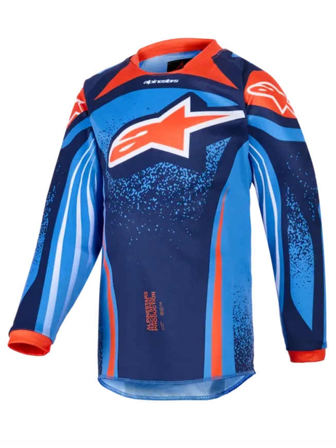 2026 Alpinestars Racer Nomur Kids Motocross Jersey - Dark Navy Orange Ucla Blue 1