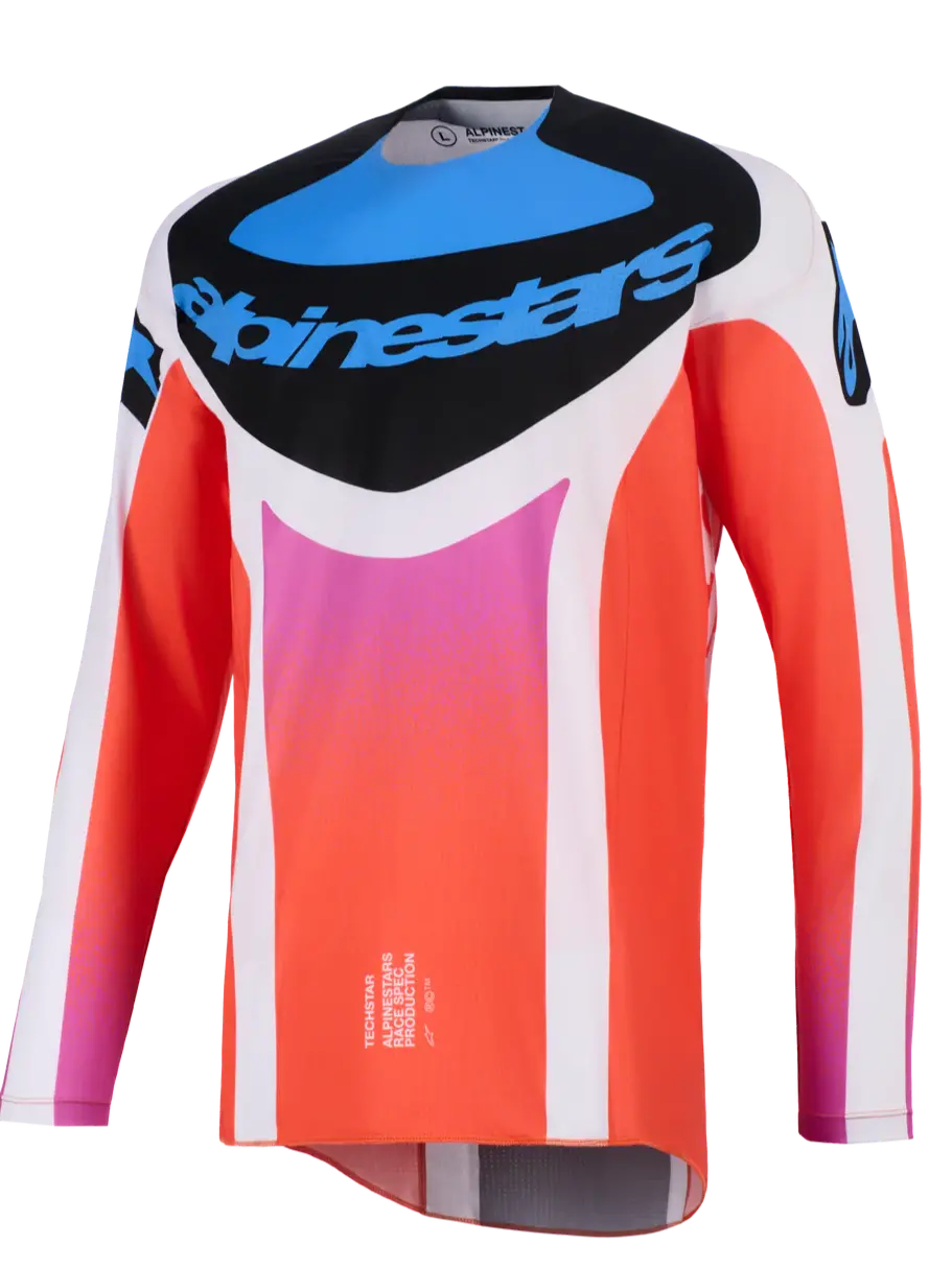 2026 Alpinestars Techstar Knif Motocross Jersey - Gray Orange Fluo Black 1