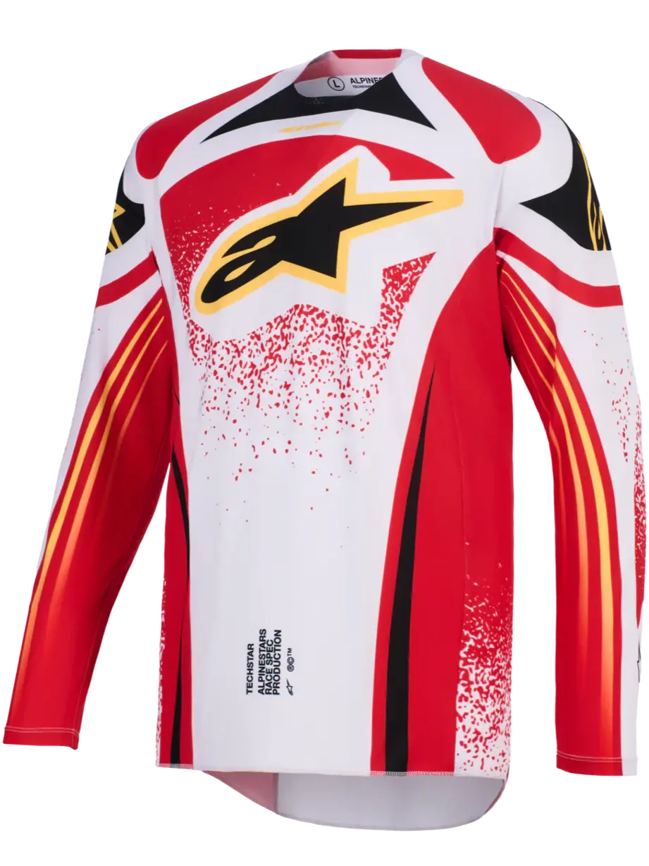 2026 Alpinestars Techstar Nomur Motocross Jersey - Light Gray Red Black 1