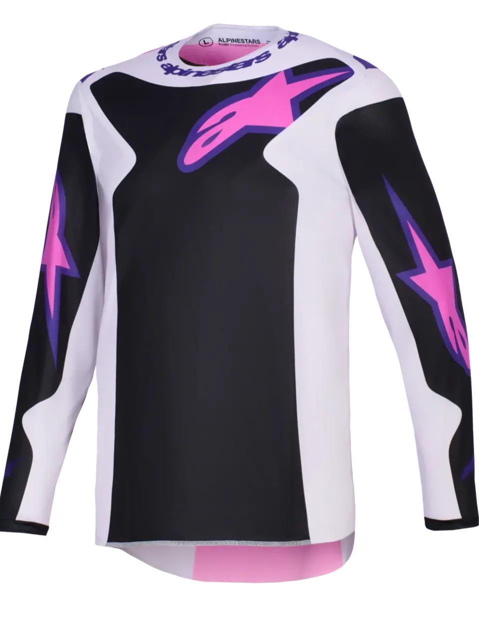 2026 Alpinestars Fluid Grid Motocross Jersey - Black Light Gray Purple 1