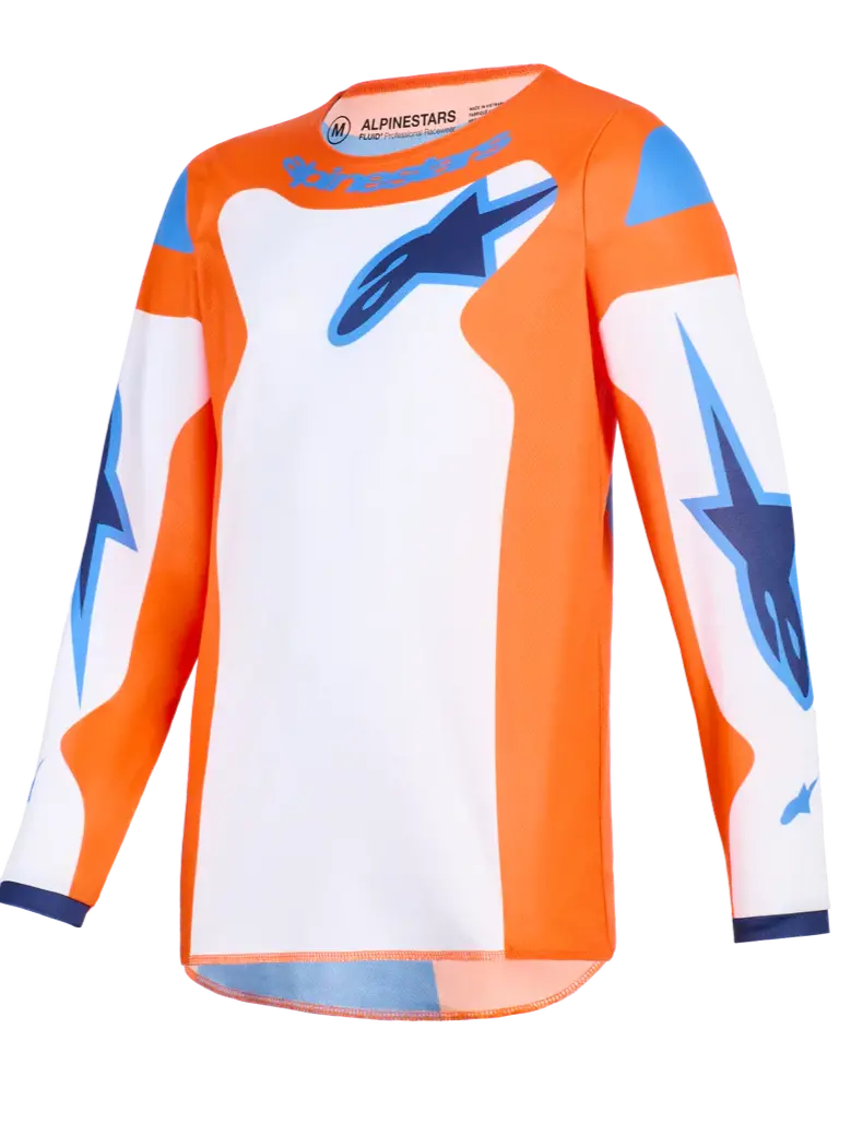 2026 Alpinestars Fluid Grid Youth Motocross Jersey - Orange Ucla Blue 1