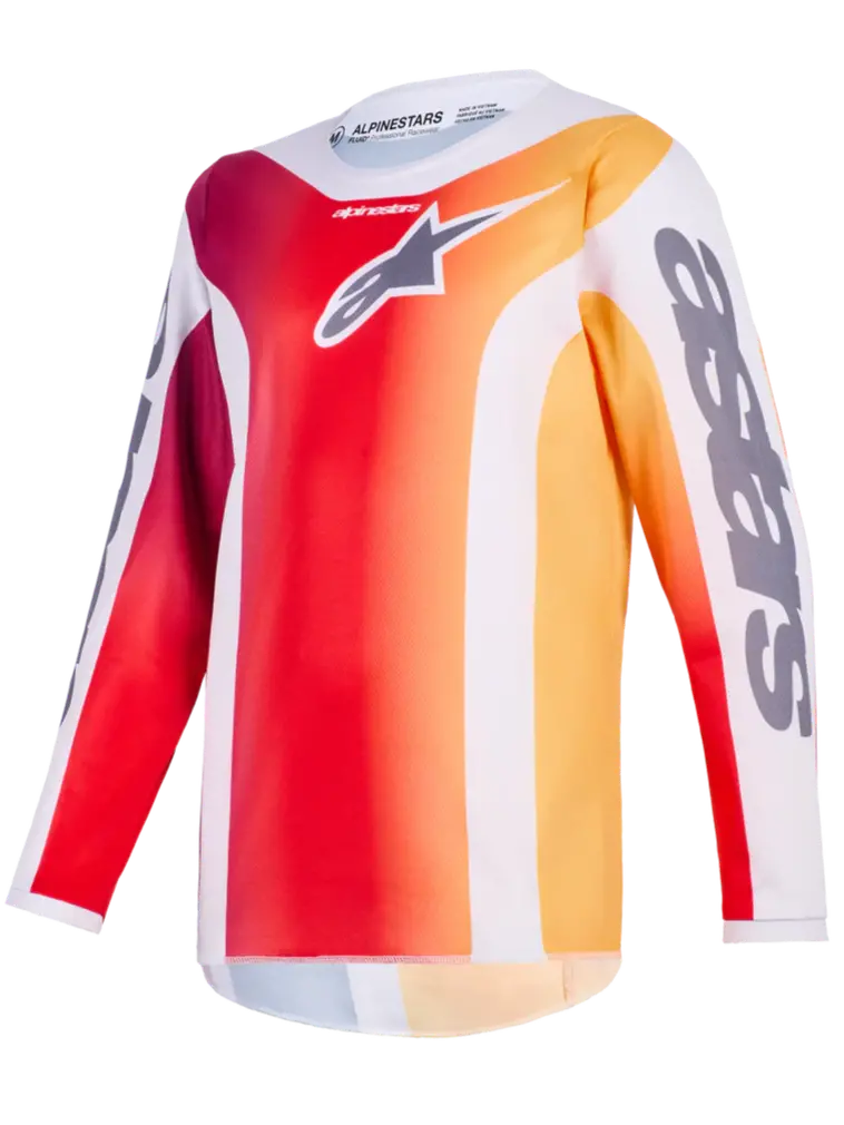 2026 Alpinestars Fluid Portl Youth  Motocross Jersey - Red Light Grey Dark Grey 1