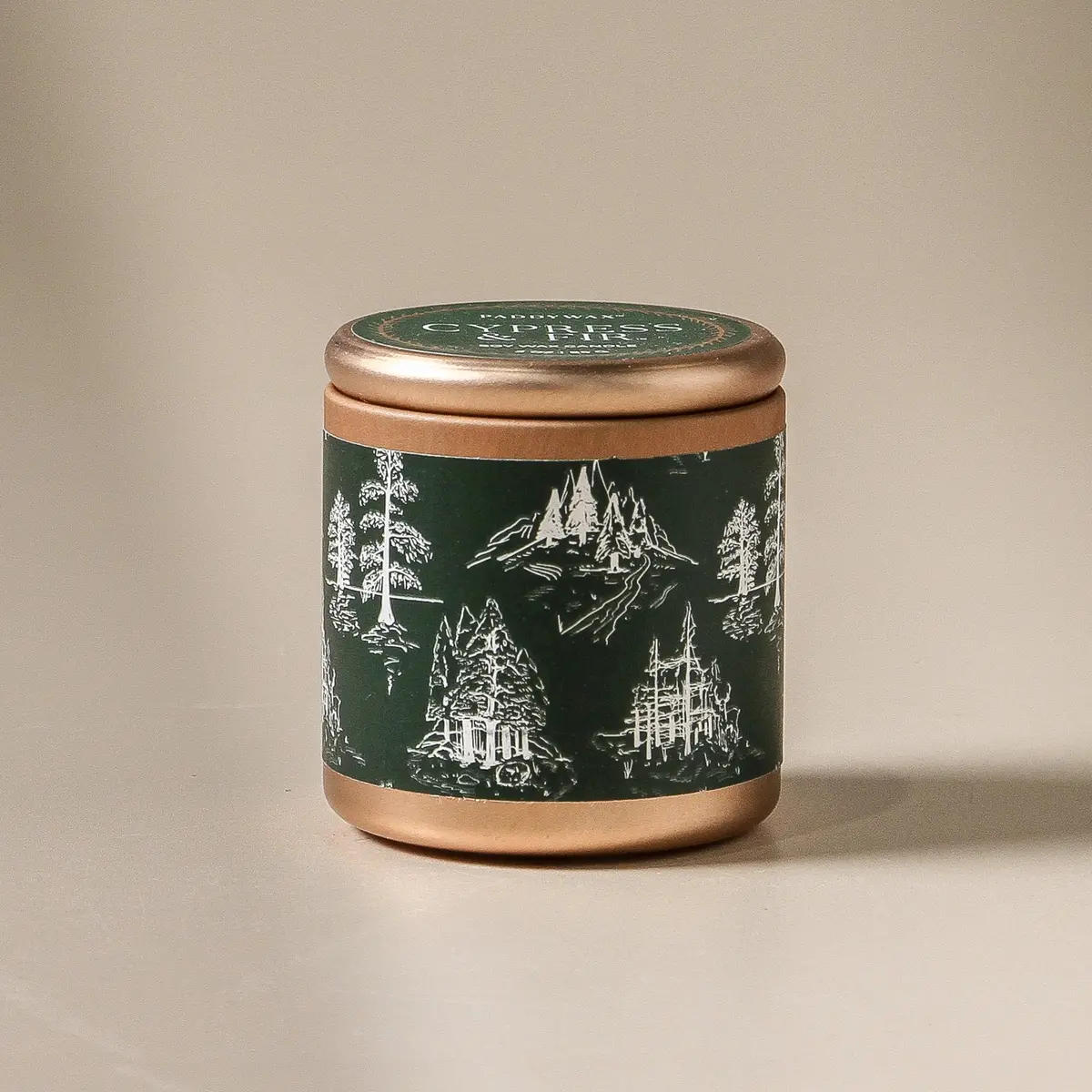 3Oz. Copper Tin Candle - Green With White Pattern 1