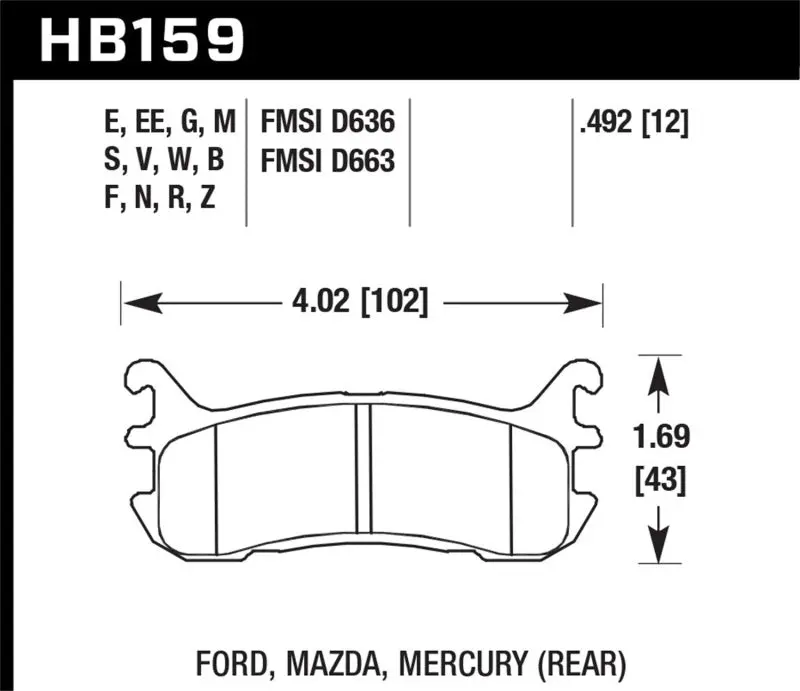 Hawk 03-05 Mazda Miata Rear Er-1 Brake Pad Set 1