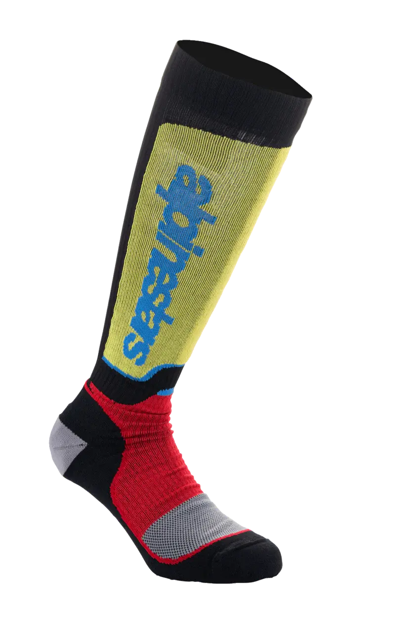 Alpinestars Mx Plus Socks - Black Red Light Blue 1