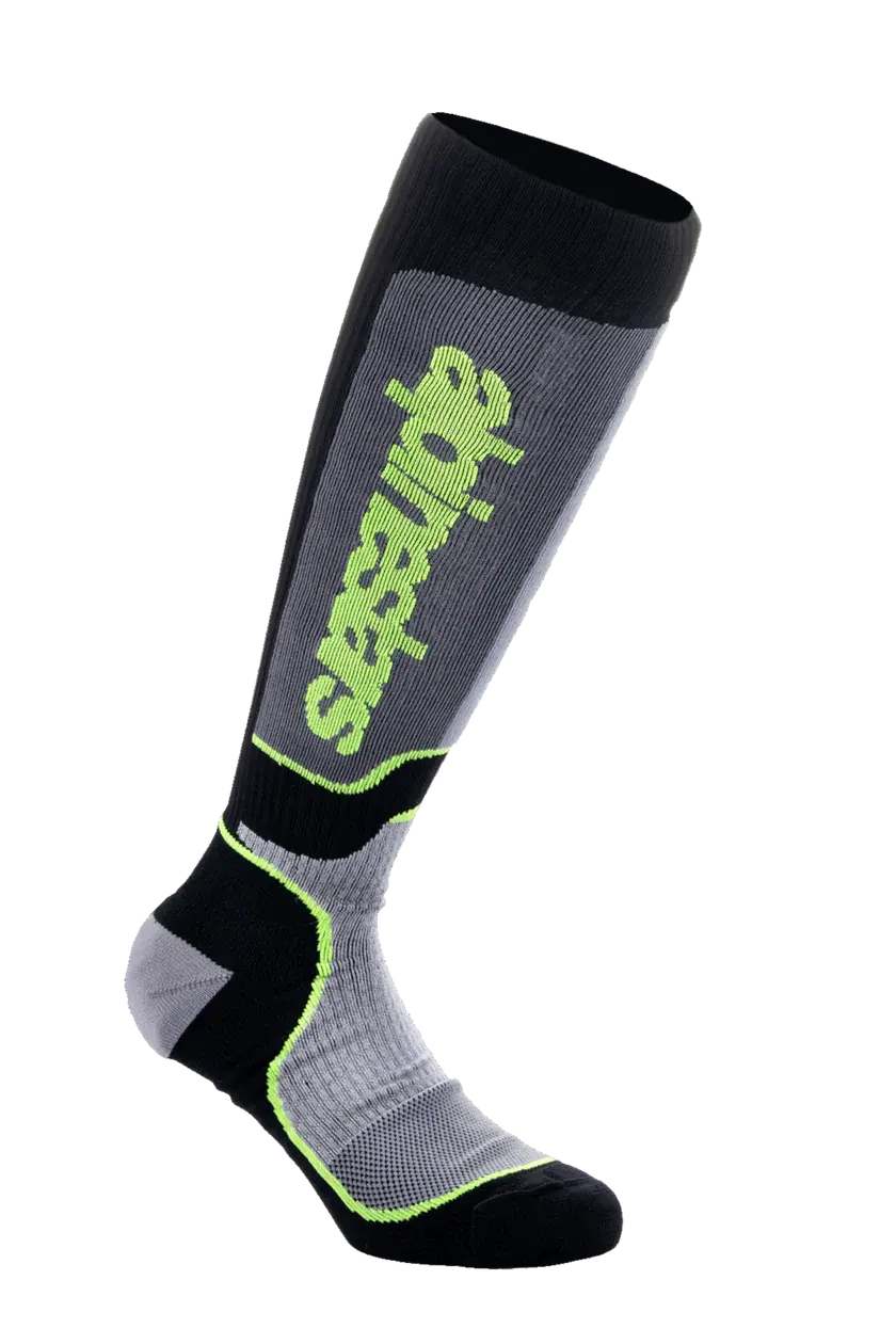 Alpinestars Mx Plus Socks - Black Gray Yellow Fluo 1