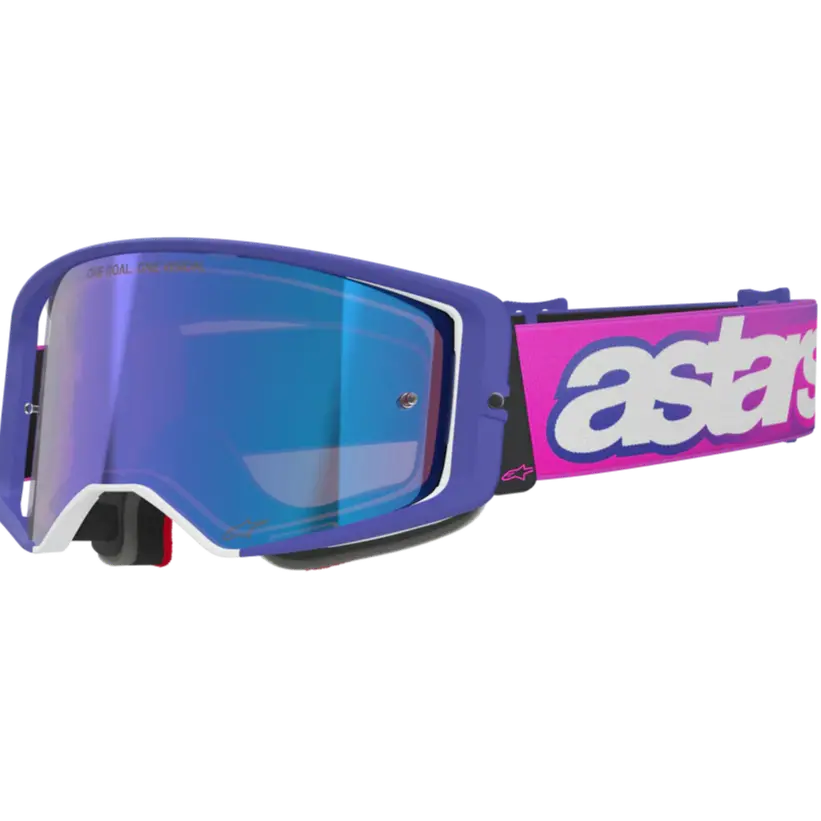 2026 Alpinestars Supertech Goggles Vision Vista - Purple Fluo Pink Mirror Blue 1