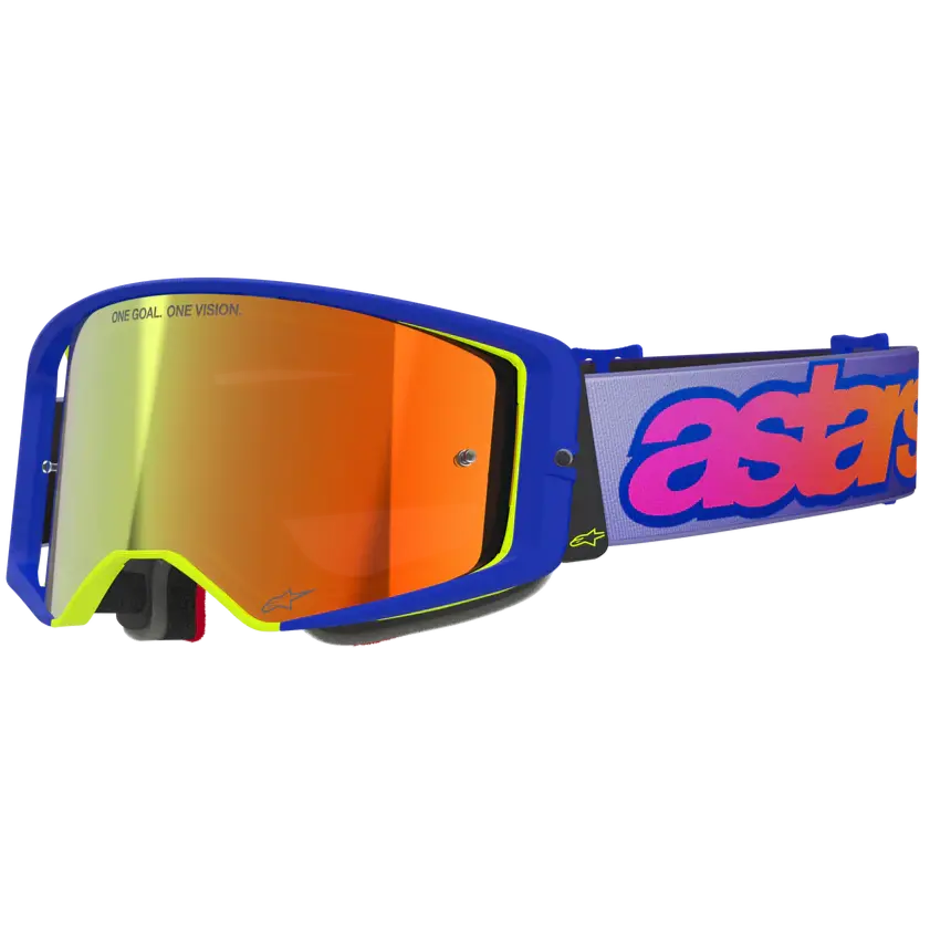 2026 Alpinestars Supertech Goggles Vision Vista - Blue Yellow Purple Mirror Red 1