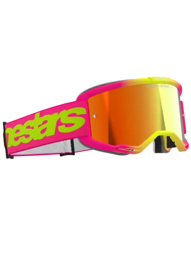 Alpinestars Vision 5 Wordmark Goggles Pink  Fluo Yellow - Red Mirror Lens 1