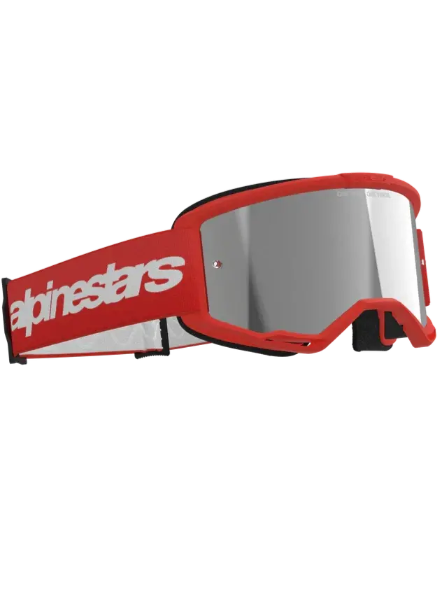 Alpinestars Vision 3 Wordmark Goggles Red - Silver Mirror Lens 1