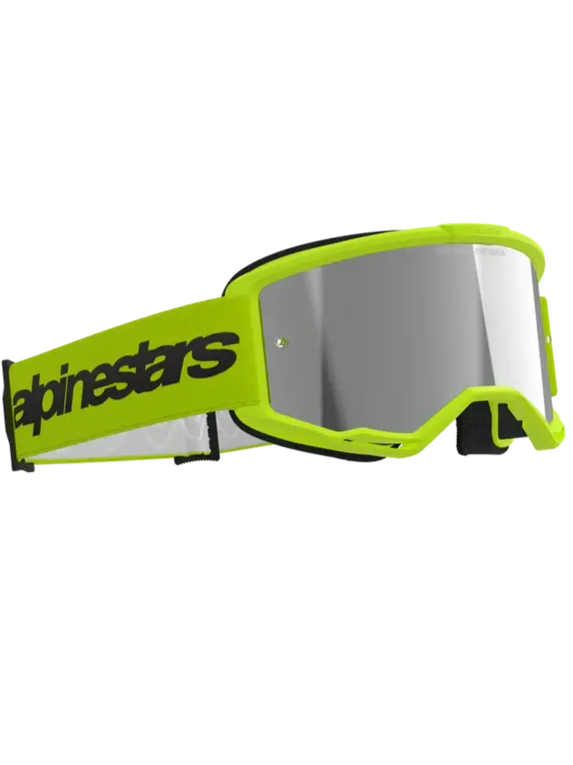 Alpinestars Vision 3 Wordmark Goggles Fluo Yellow - Silver Mirror Lens 1