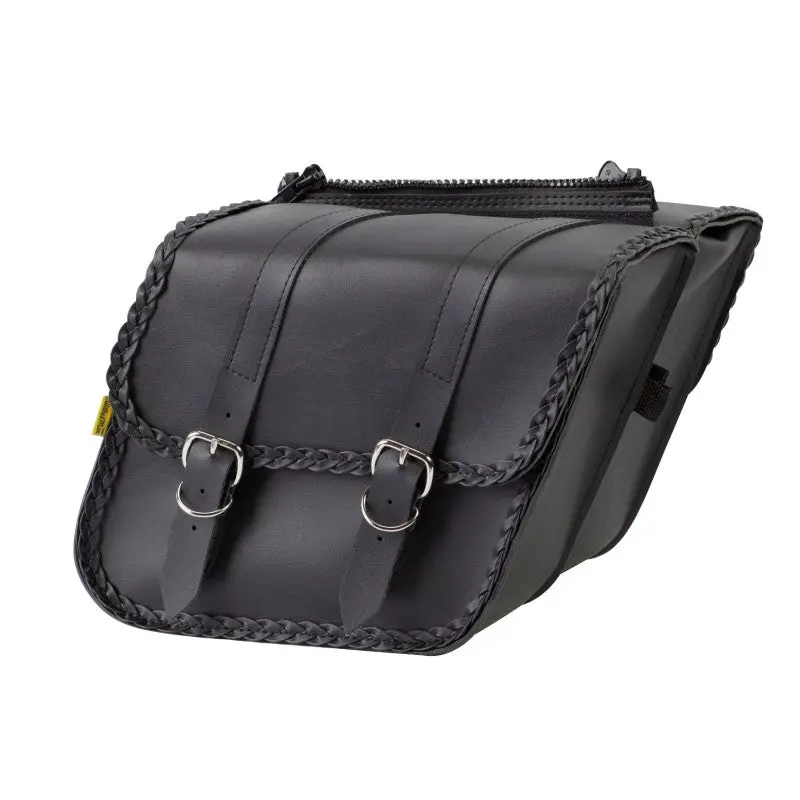 Willie & Max Universal Braided Compact Slant Saddlebags (12 In L X 9.5 W X 5.5 In H) - Black 1