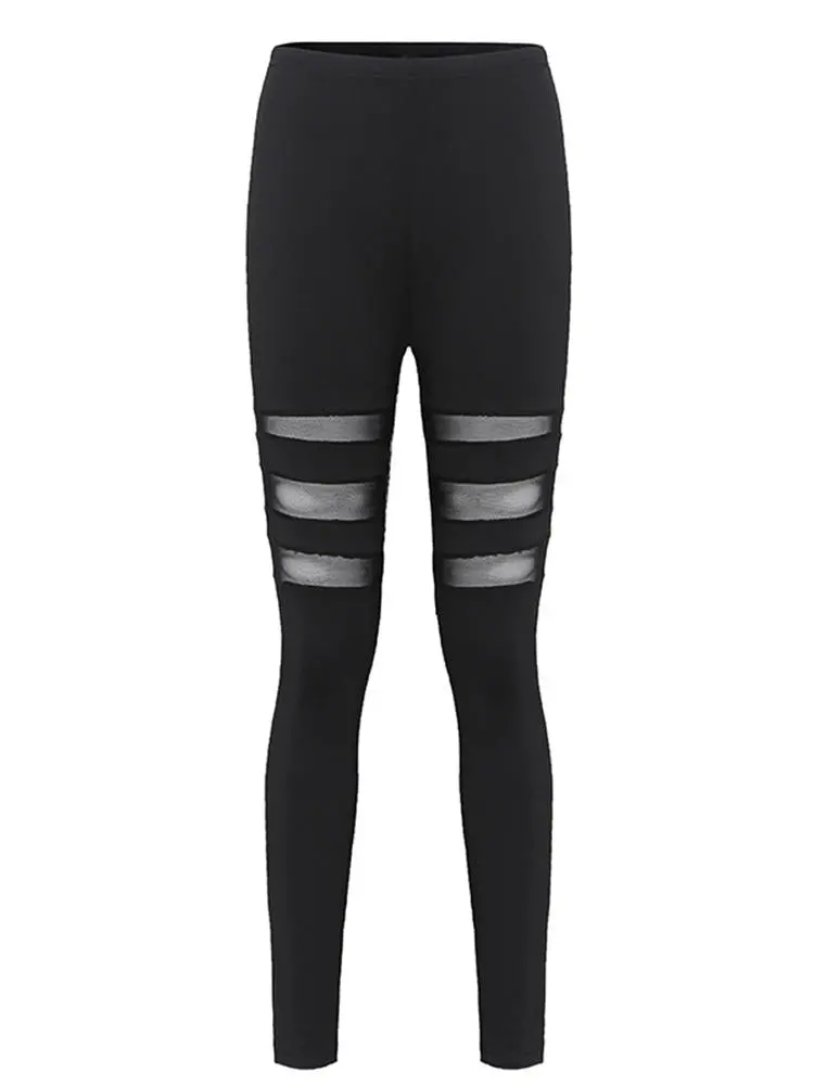 Black Women Mesh Insert Yoga Running Leggings 1