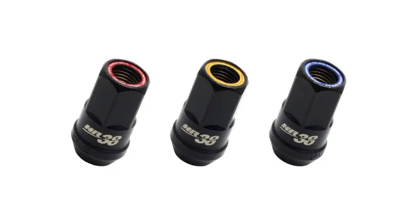 Wheel Mate Muteki Hr38 Open End Lug Nuts 12X1.50 Black Chrome / Yellow Ring 1