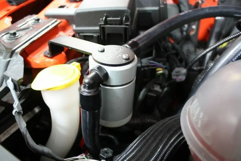 J&L 15-23 Ford Mustang Gt/15-20 Ford Mustang Gt350 Passenger Side Oil Separator 3.0 - Clear Anodized 1