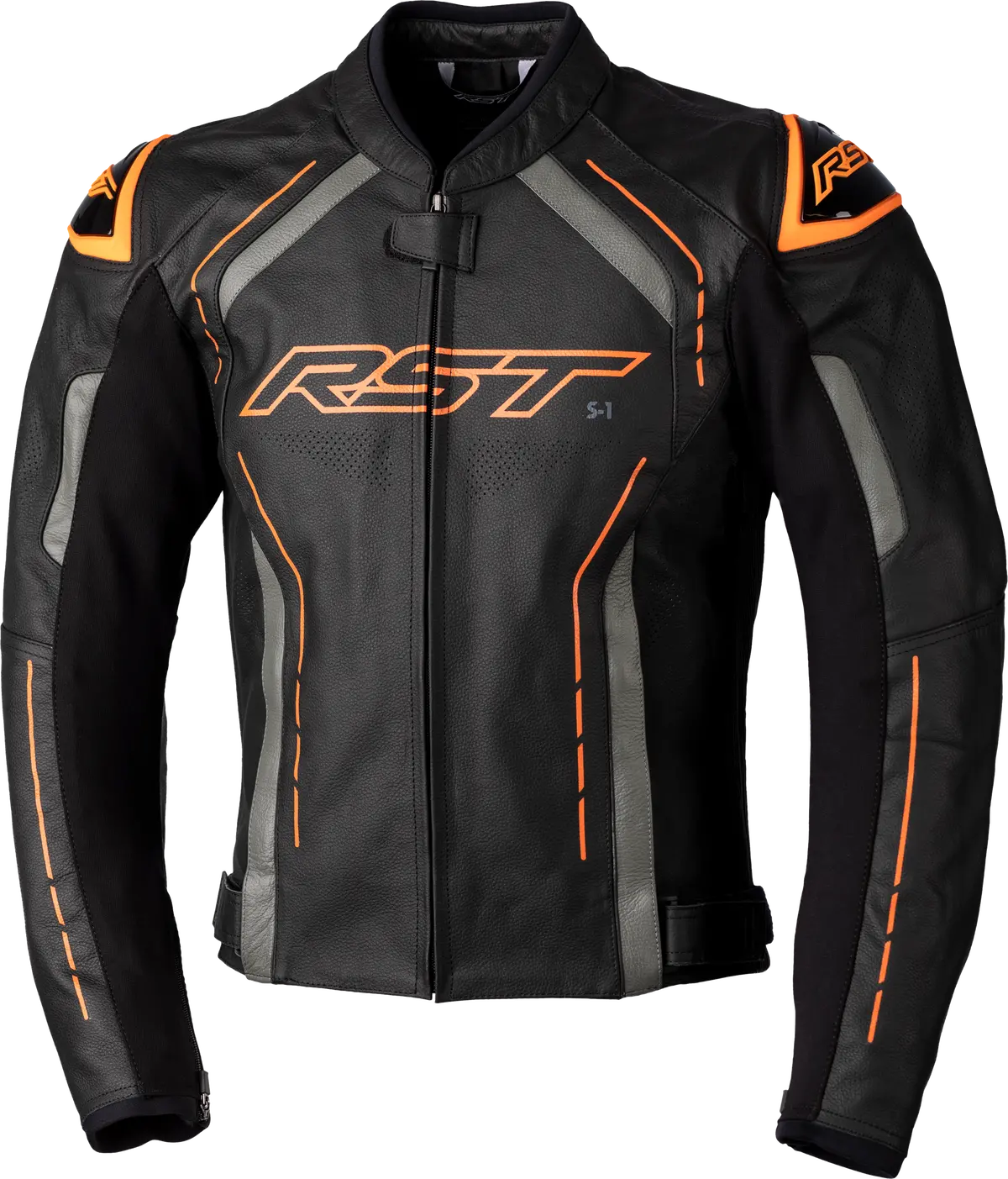 Rst S1 Ce Jacket Blk/Gry/Neon Org Leather Sm 102977Org-40 1