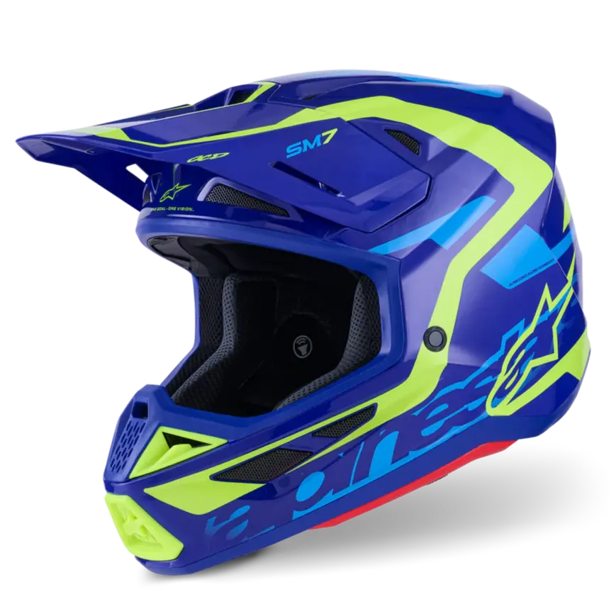 Alpinestars Helmet Supertech S-M7 Deed Helmet - Blue Yellow Fluo Gloss 1