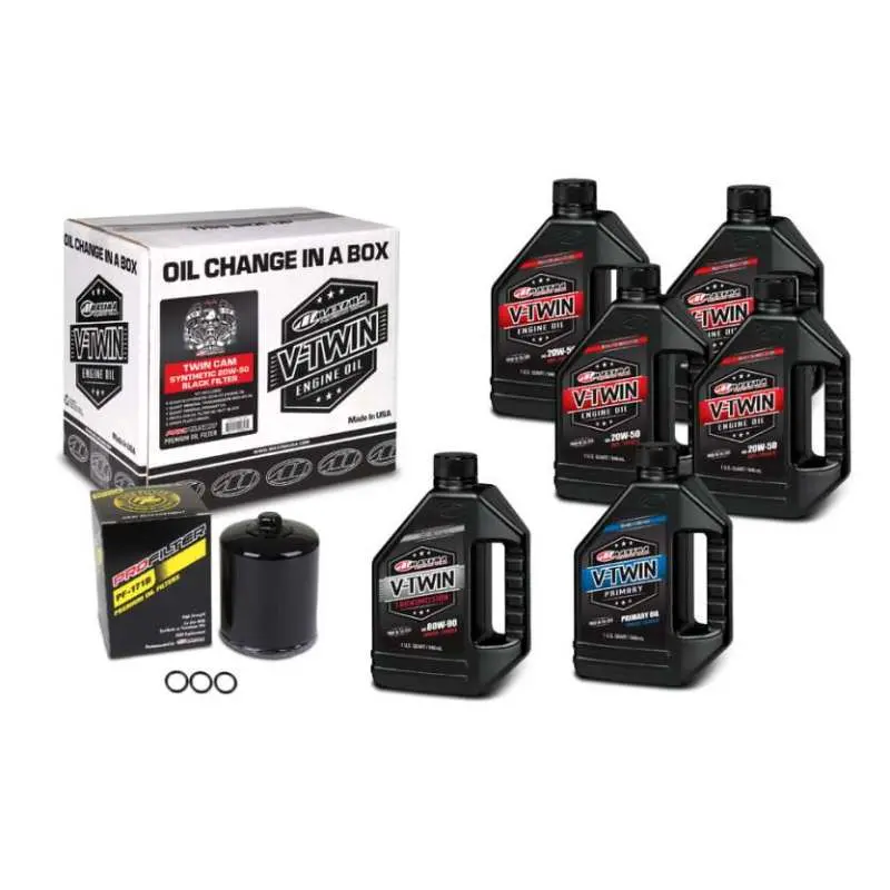 Maxima V-Twin Oil Change Kit Synthetic W/Black Filter Twin Cam 1