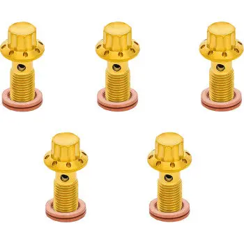 Arlen Ness Bolt Banjo 5-Pk 12 Point 3/8-24 Gold  300-856 1