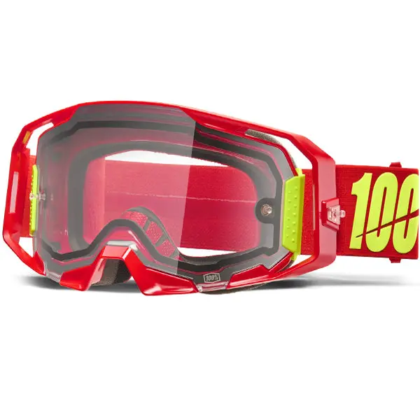 100% Armatic Enduro Goggles Red - Clear Lens 1