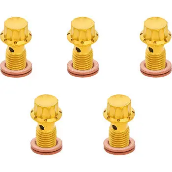 Arlen Ness Bolt Banjo 5-Pk M12x1.25 Gold 12-Pt Dual F/R Mc Softail 300-865 1