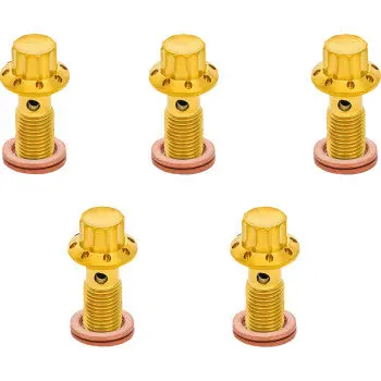 Arlen Ness Bolt Banjo 5-Pk 12 Point M10x1.0 Gold 300-859 1