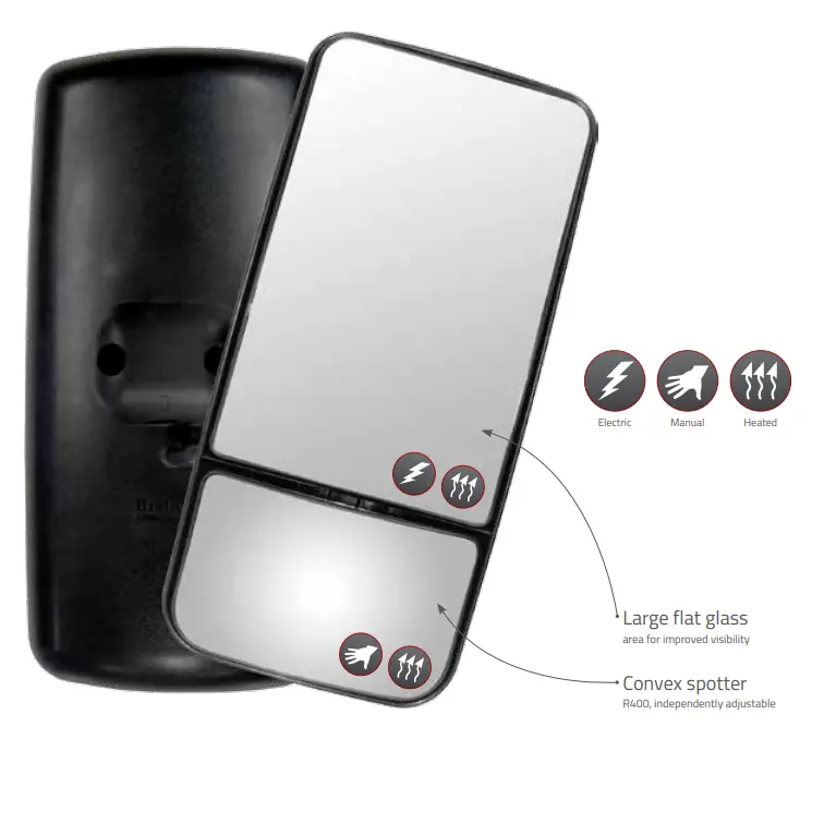 Britax Mirror Heads - Black Abs Electric Mirror Head - To Suit European Style Trucks 3