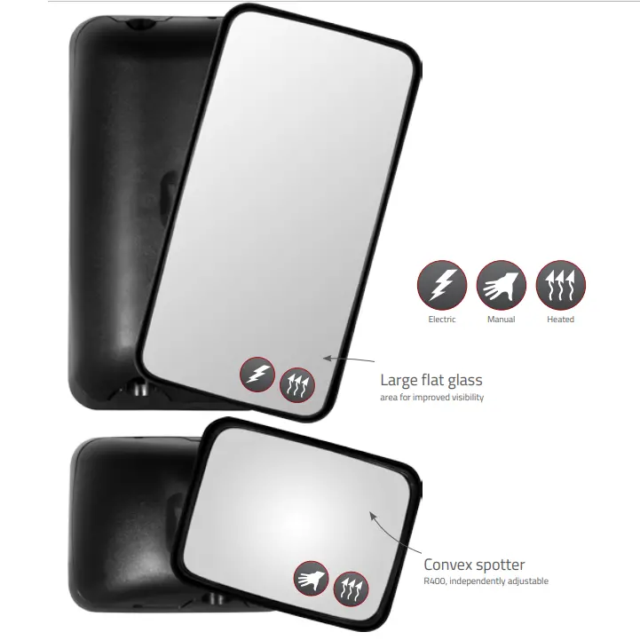 Britax Mirror Heads - Black Abs - Electric Mirror Head & Spotter - To Suit European Style Trucks 2