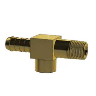 Brass Fitting - Hose Barb Female Run Tee - Imperial/Metric 1