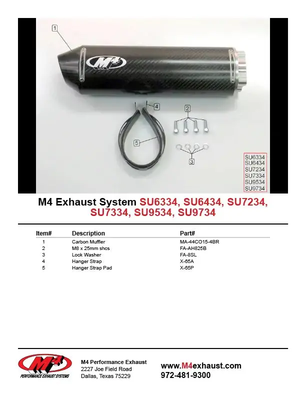 In Stock M4 Exhaust Carbon Fiber Bolt On 2001-2003 Gsxr 600 Su6334 2
