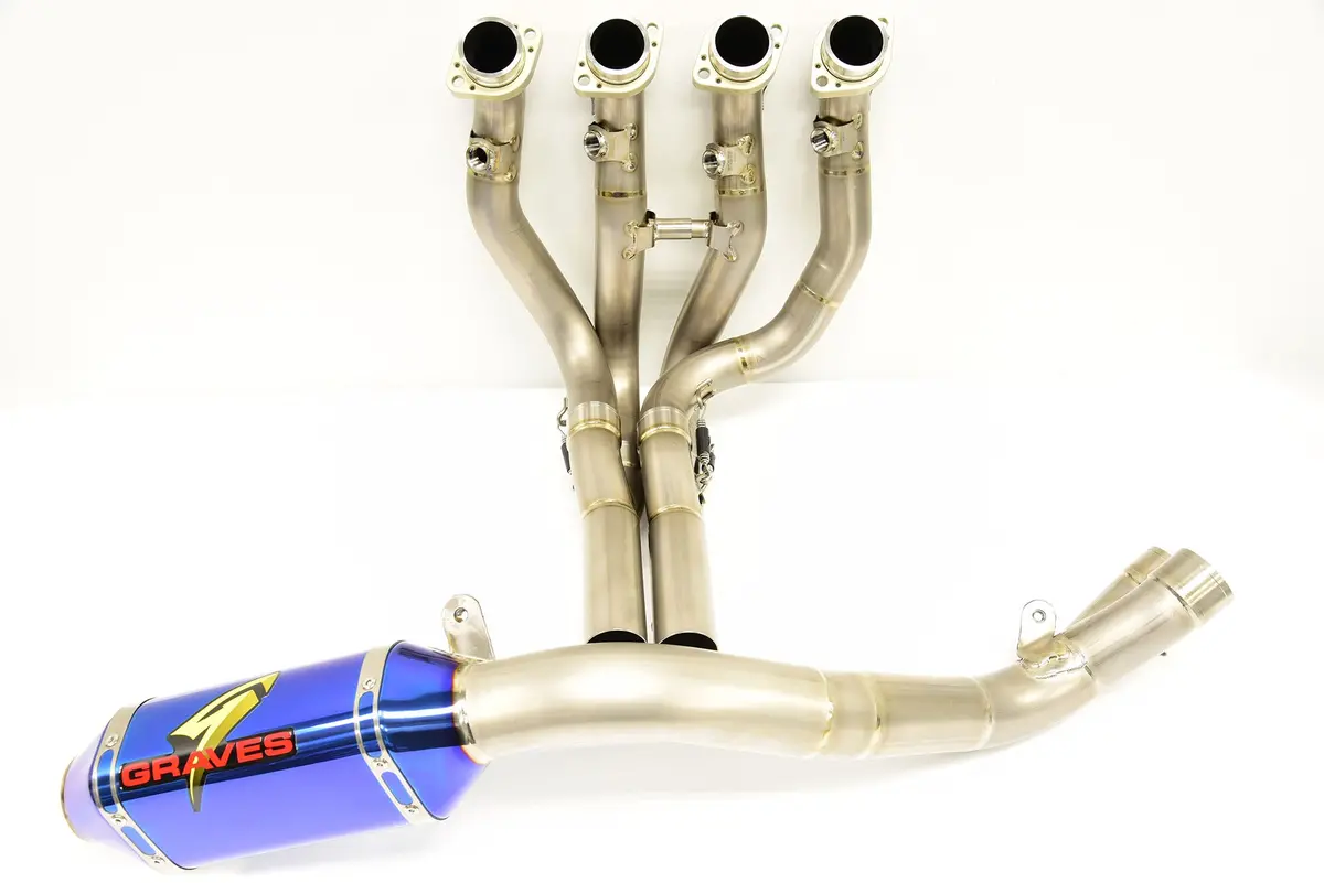 Yamaha R1 Superbike Full Titanium Exhaust System - Electrick Blue Silencer 1